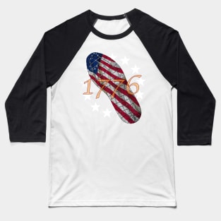 1776 American Revolution Flag in Shoe Print Baseball T-Shirt